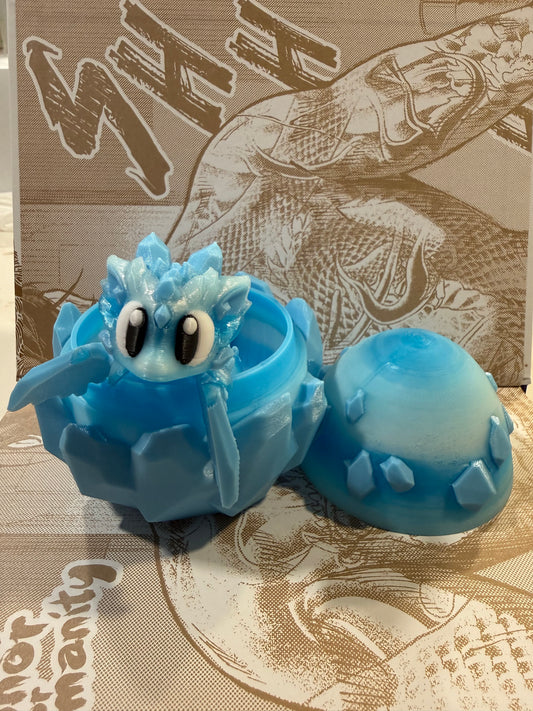 Ice baby dragon with egg Glow