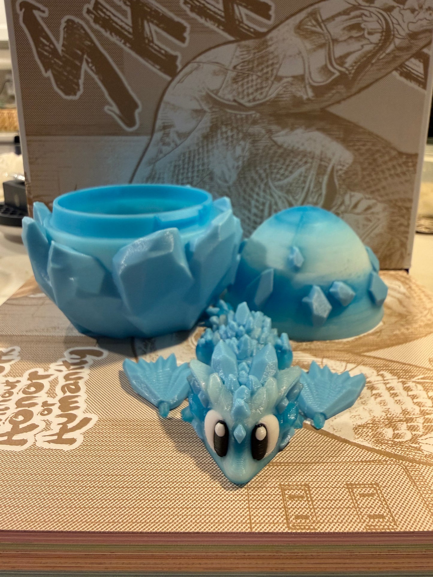 Ice baby dragon with egg Glow