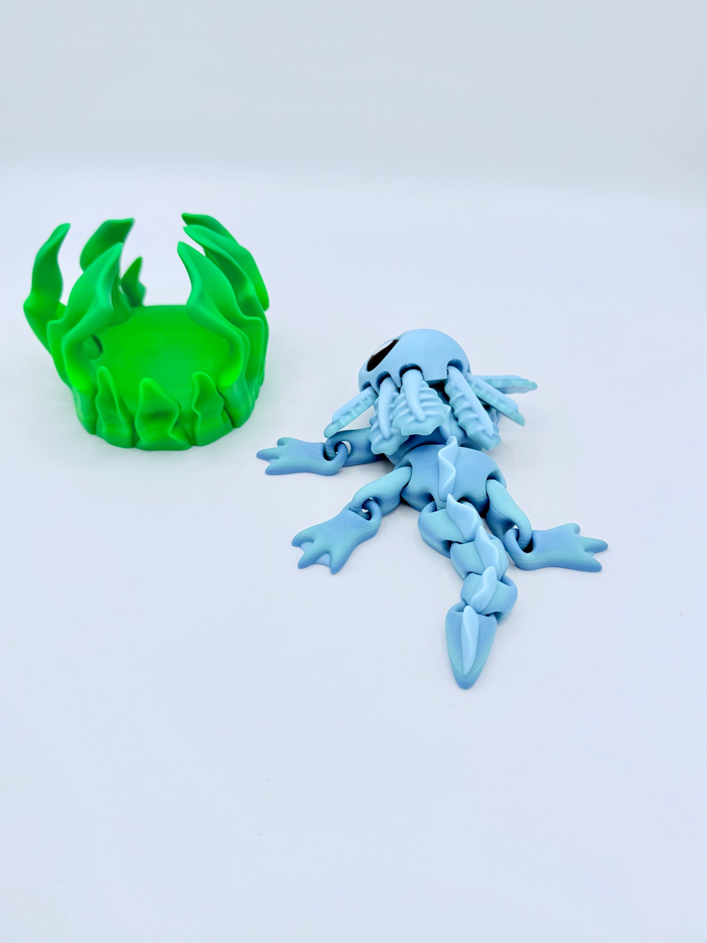 Axolotl with seaweed bed.