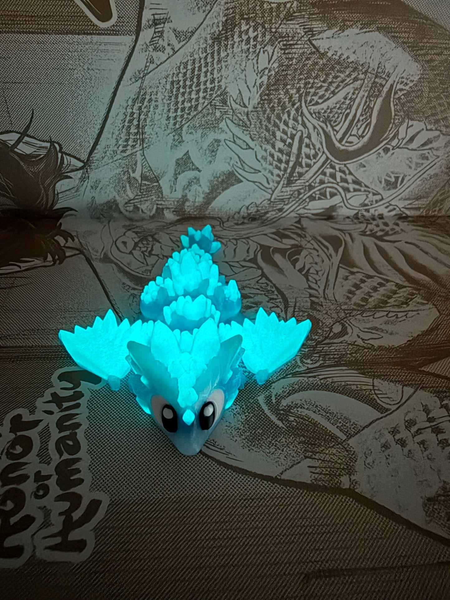 Ice baby dragon with egg Glow