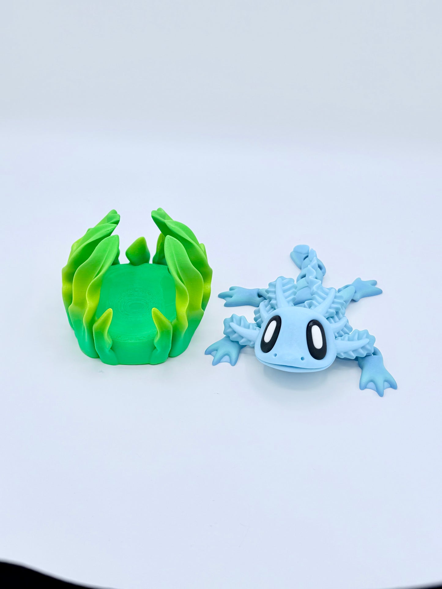 Axolotl with seaweed bed.