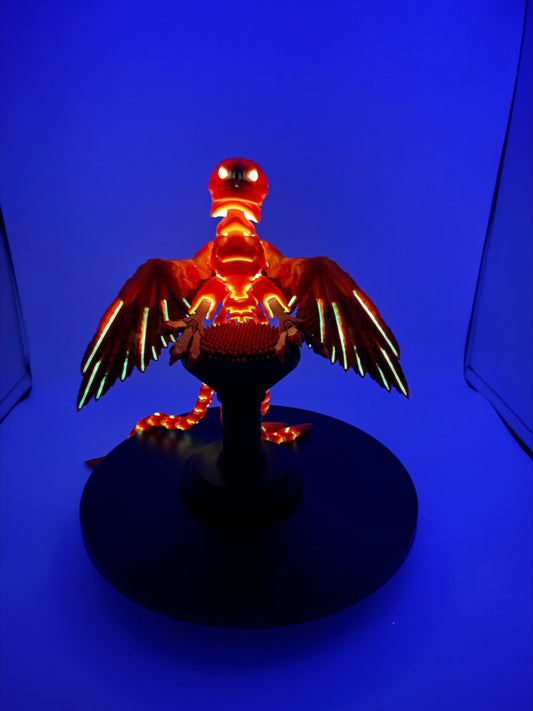 Phoenix for your articulating UV reactive with glow-in-the-dark colors and stand.