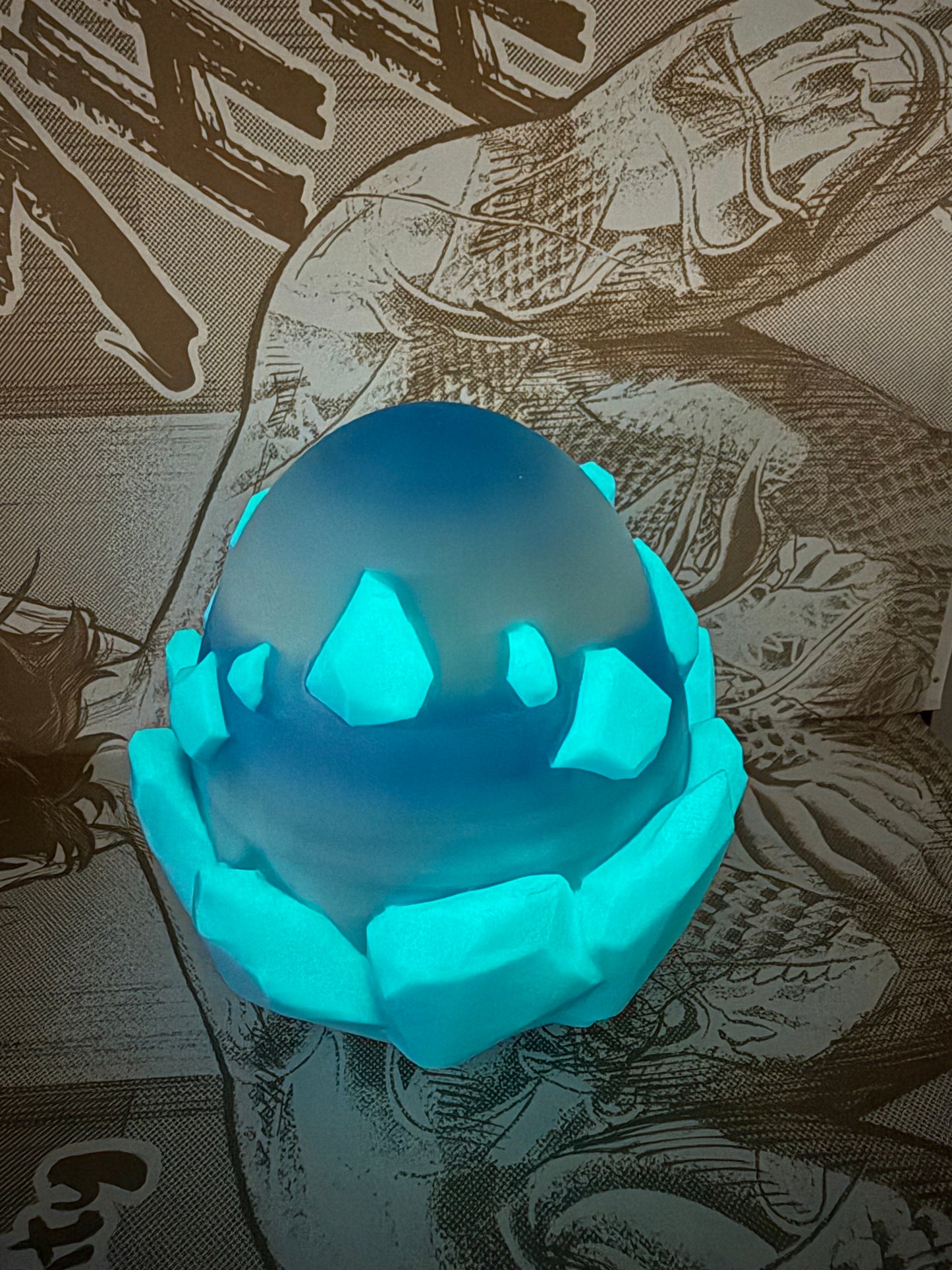 Ice baby dragon with egg Glow