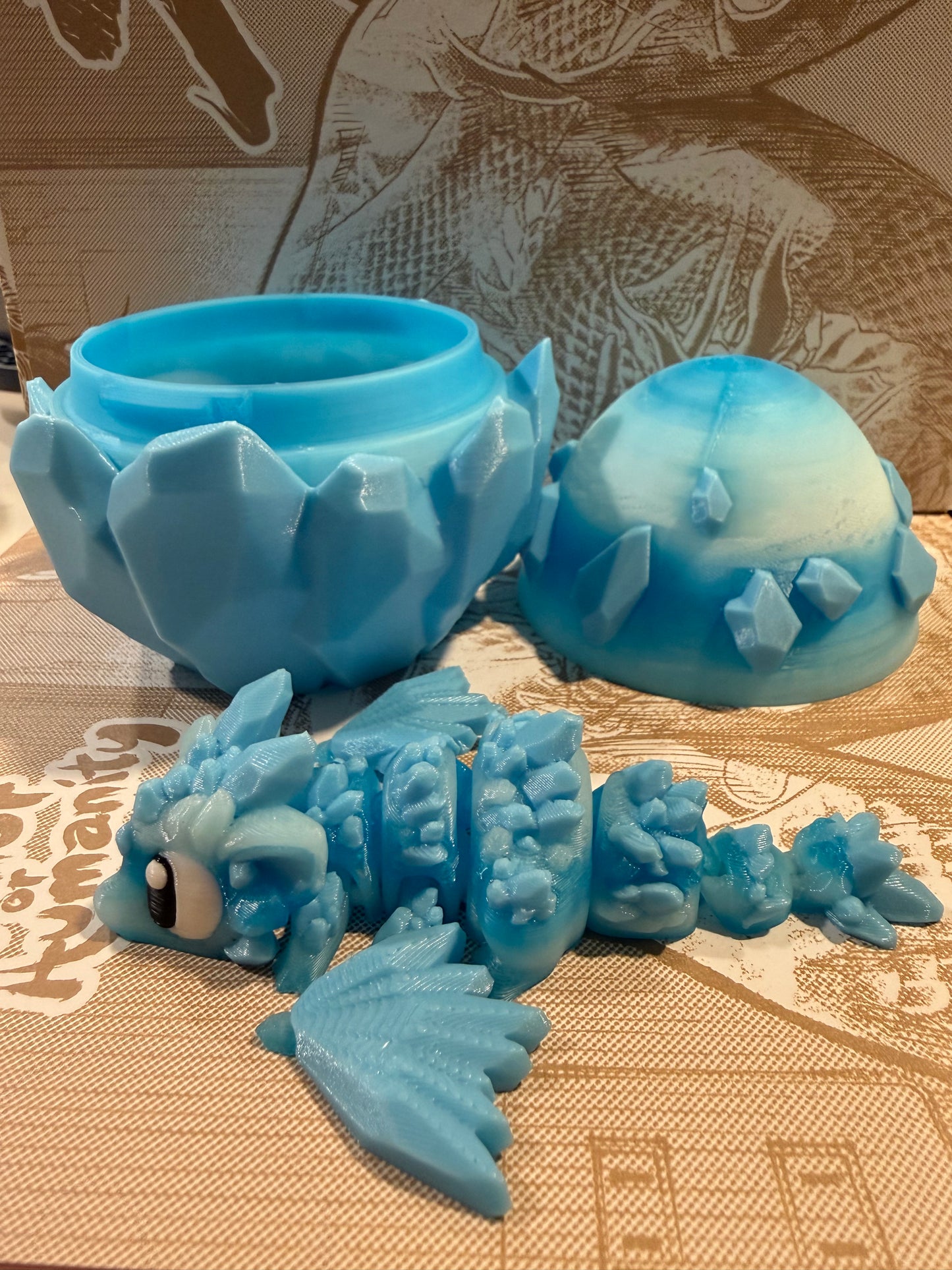 Ice baby dragon with egg Glow