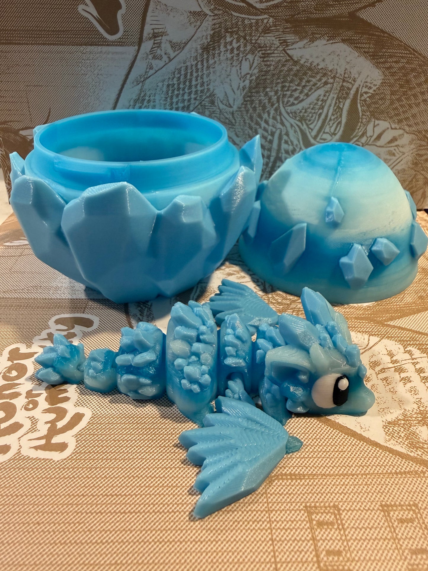Ice baby dragon with egg Glow