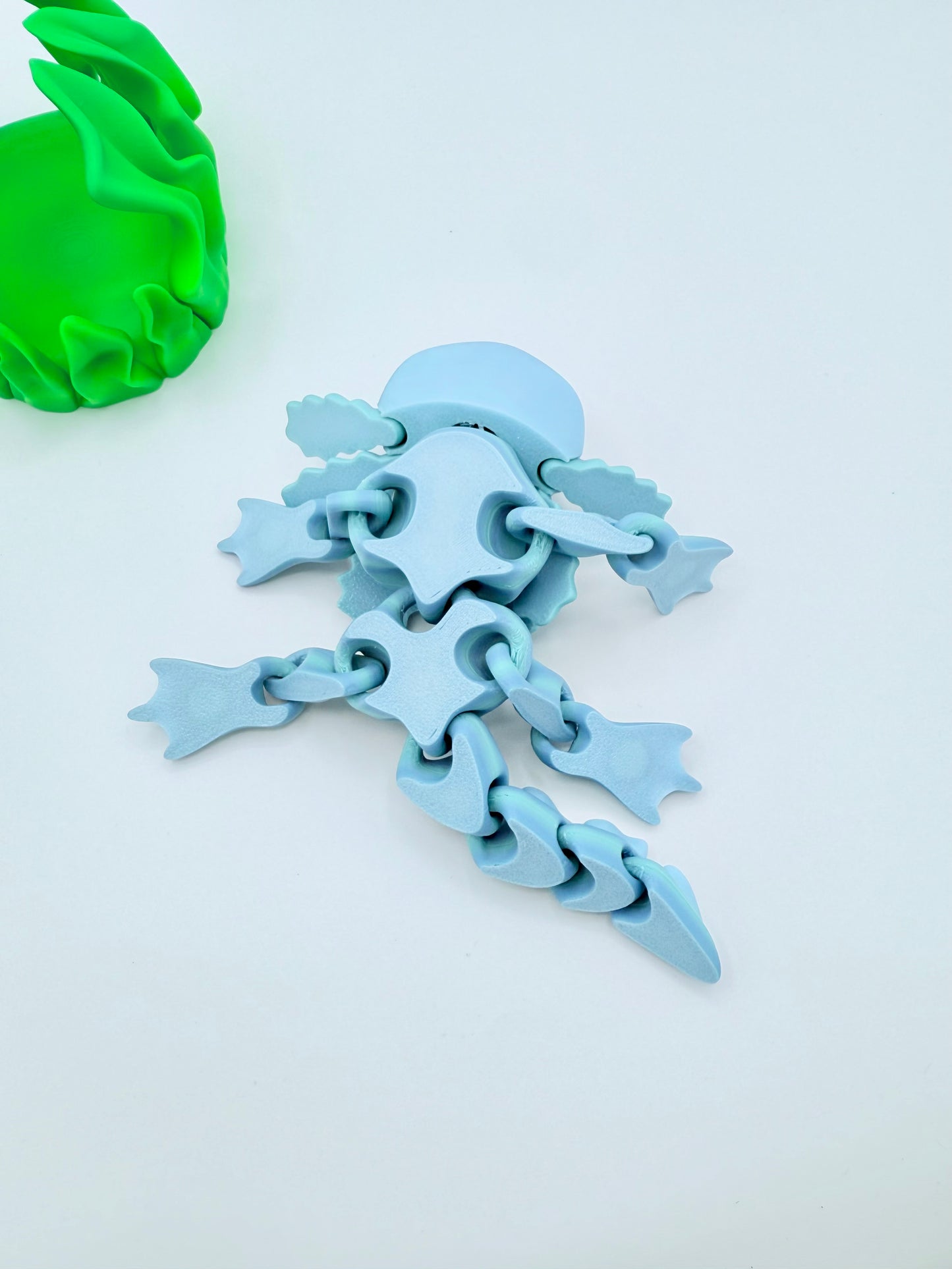 Axolotl with seaweed bed.