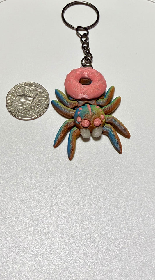 Glow in the dark Flexi donut spider keychain