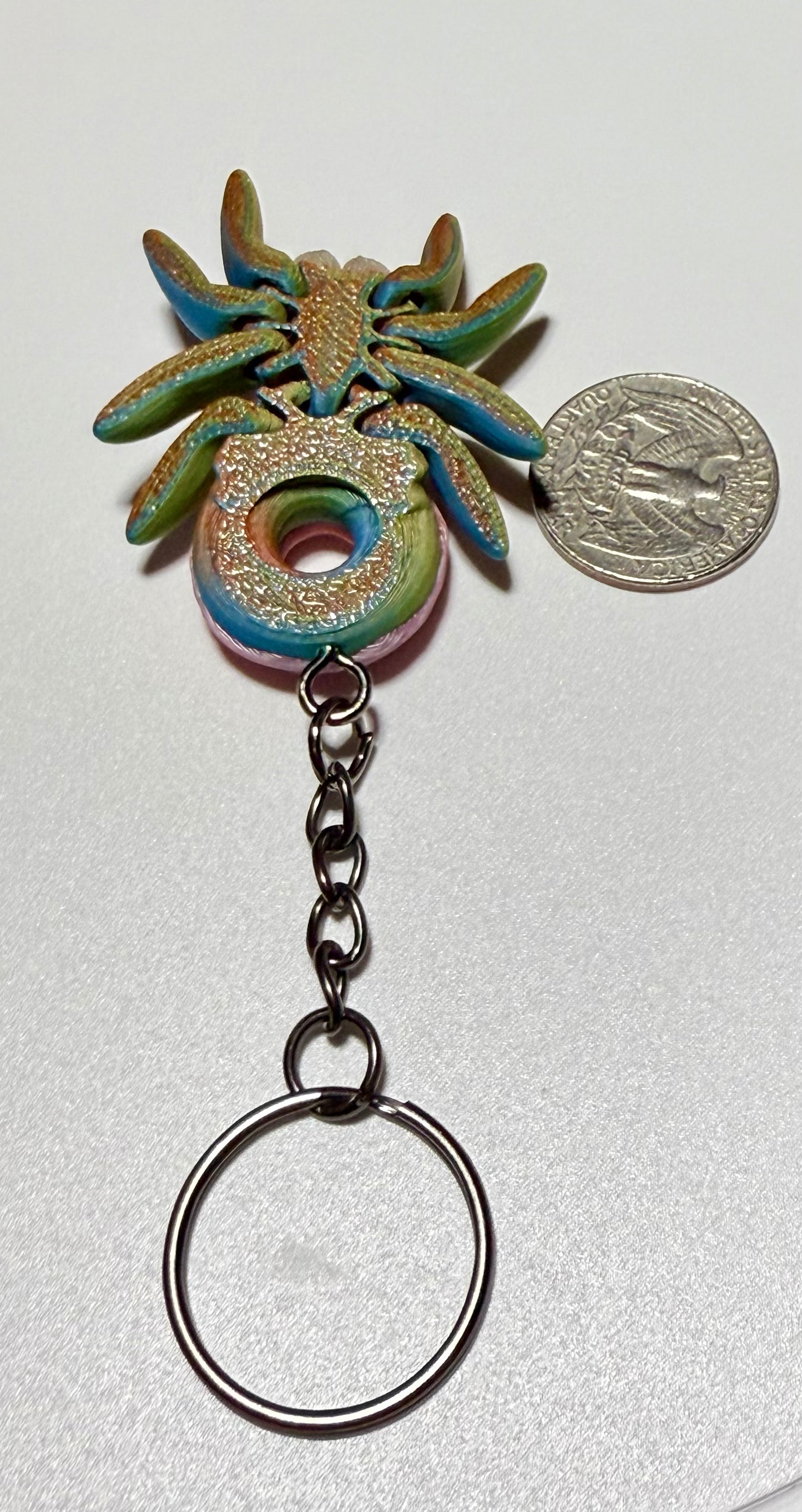 Glow in the dark Flexi donut spider keychain