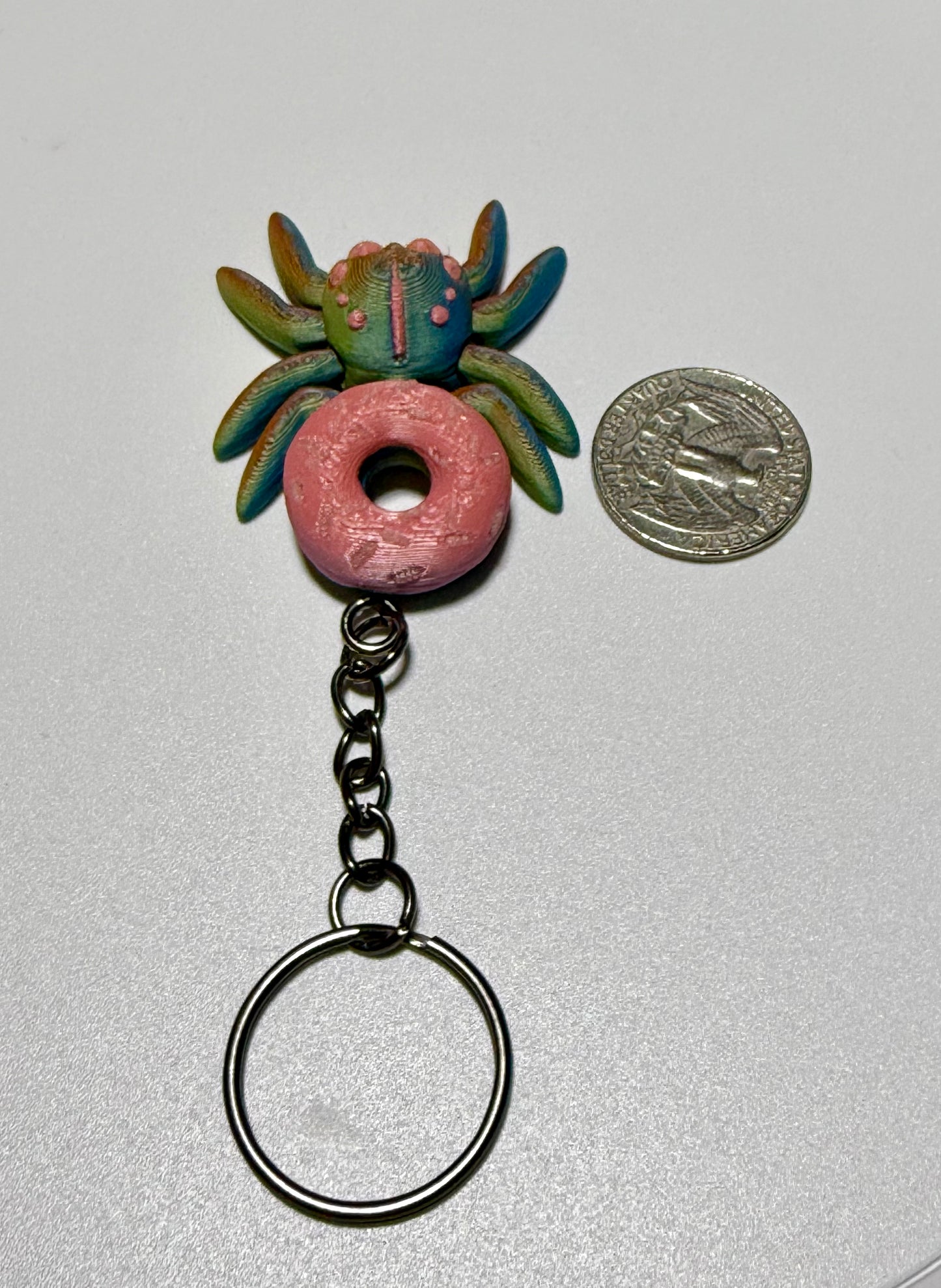 Glow in the dark Flexi donut spider keychain